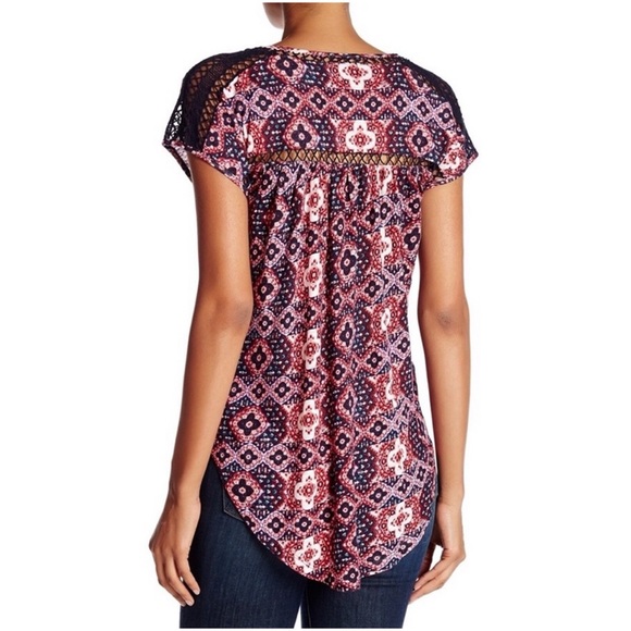 Lucky Brand Moroccan Tile Print Tee S - Picture 3 of 15